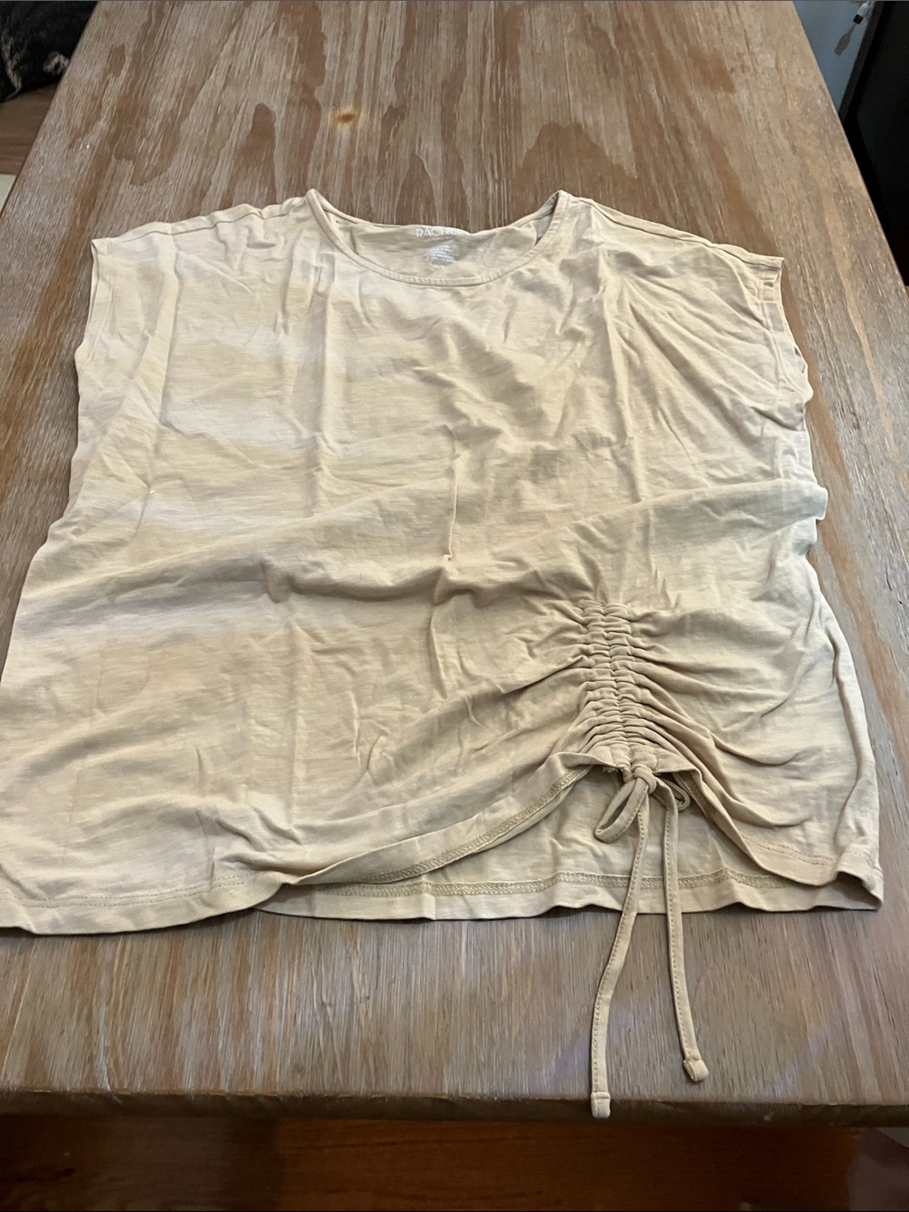 RACHEL Rachel Roy Cream Ruched Side Tie Tank